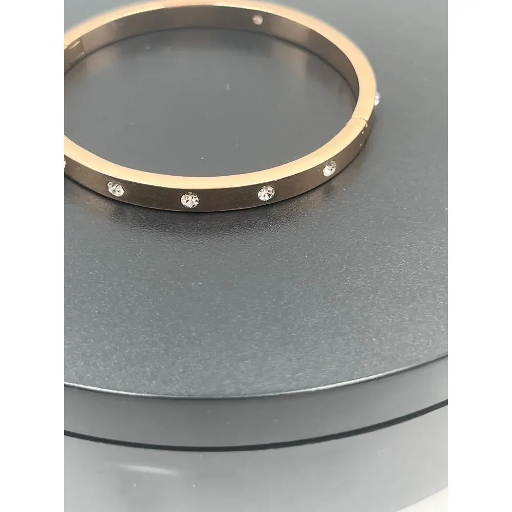 Kate‎ Spade NY Set in Stone Metal  Crystal Hinged Bangle Bracelet - Picture 8 of 14